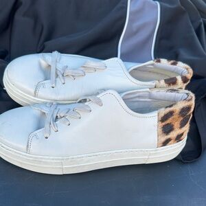 Able White and Leopard Print Sneakers